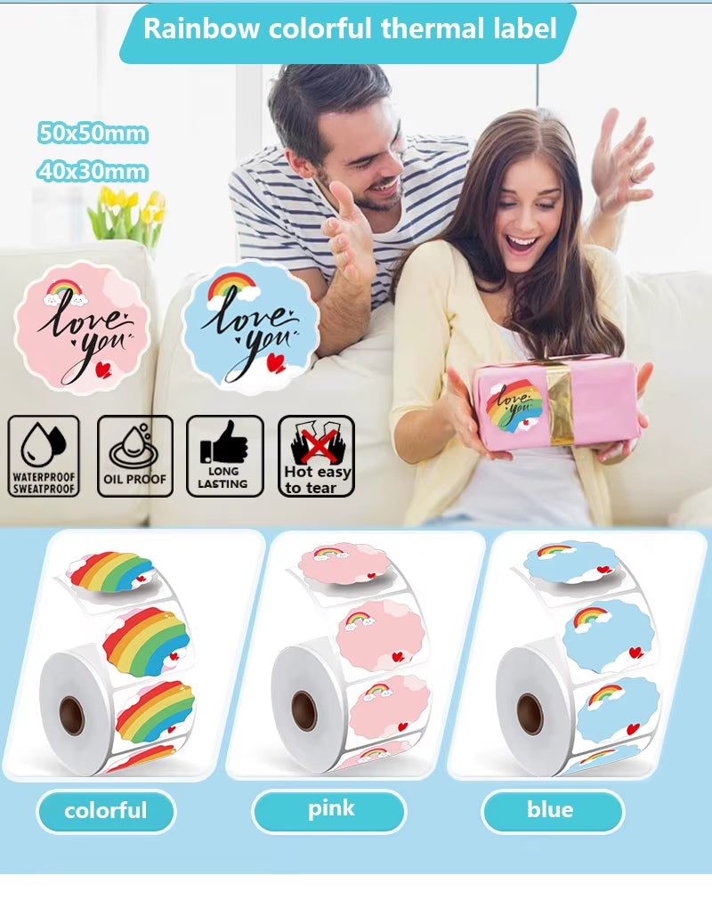 For Phomemo M110 / M220 / M200  P50 , Qlabel E210 Clabel 221B Printer White and Color Thermal Sticker Label