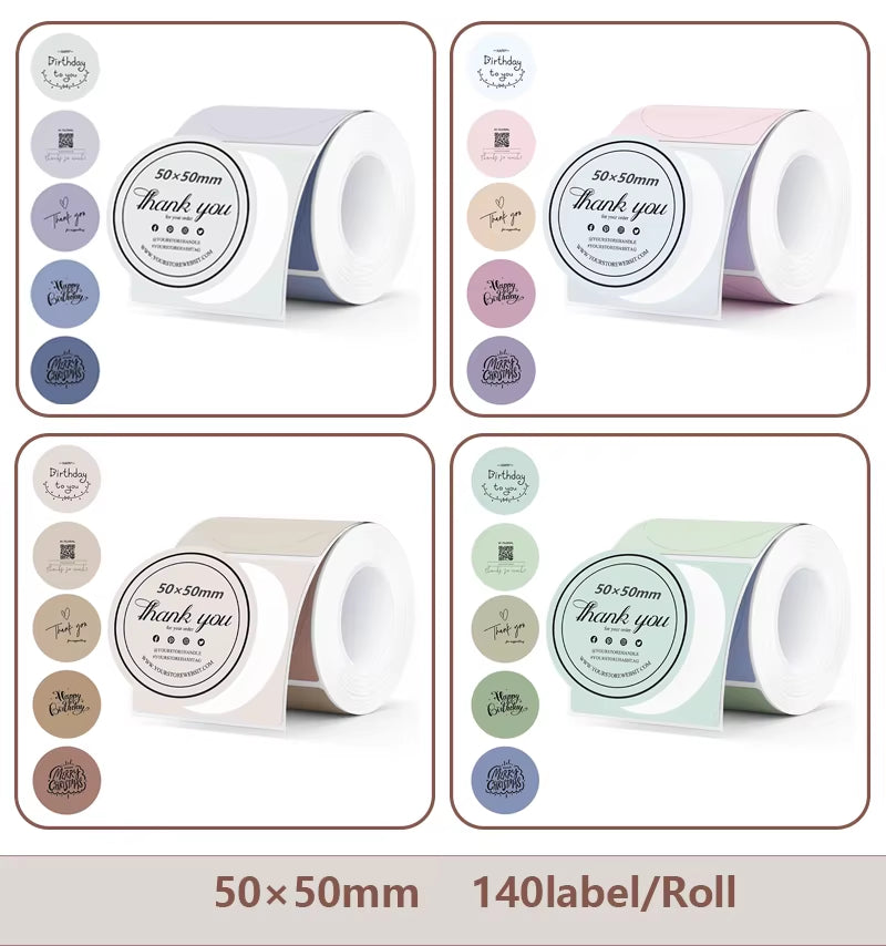 For Phomemo M110 / M220 / M200  P50 , Qlabel E210 Clabel 221B Printer White and Color Thermal Sticker Label