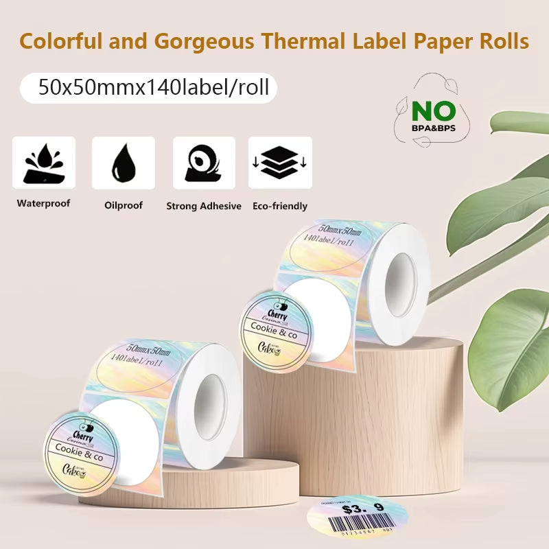 For Phomemo M110 / M220 / M200  P50 , Qlabel E210 Clabel 221B Printer White and Color Thermal Sticker Label