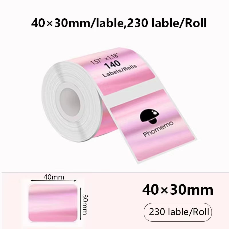 For Phomemo M110 / M220 / M200  P50 , Qlabel E210 Clabel 221B Printer White and Color Thermal Sticker Label
