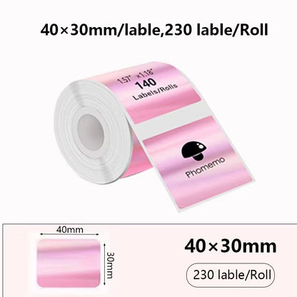 For Phomemo M110 / M220 / M200  P50 , Qlabel E210 Clabel 221B Printer White and Color Thermal Sticker Label