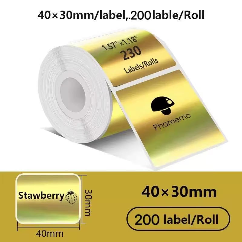 For Phomemo M110 / M220 / M200  P50 , Qlabel E210 Clabel 221B Printer White and Color Thermal Sticker Label