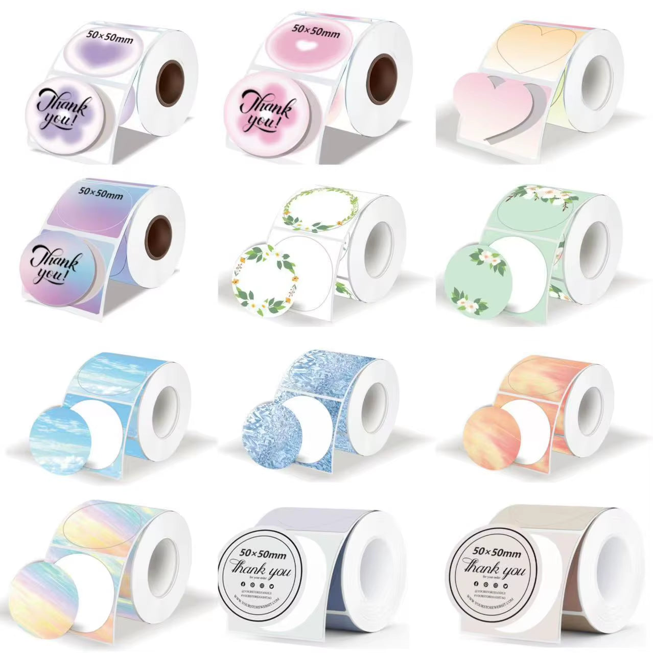 For Phomemo M110 / M220 / M200  P50 , Qlabel E210 Clabel 221B Printer White and Color Thermal Sticker Label