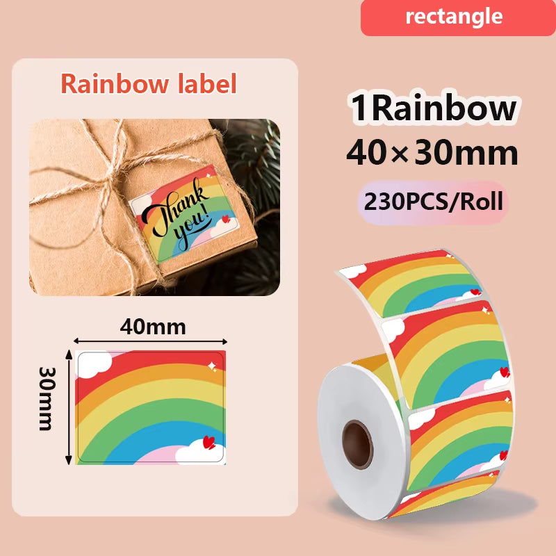 For Phomemo M110 / M220 / M200  P50 , Qlabel E210 Clabel 221B Printer White and Color Thermal Sticker Label