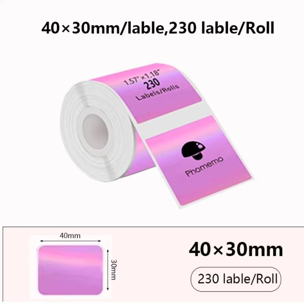For Phomemo M110 / M220 / M200  P50 , Qlabel E210 Clabel 221B Printer White and Color Thermal Sticker Label