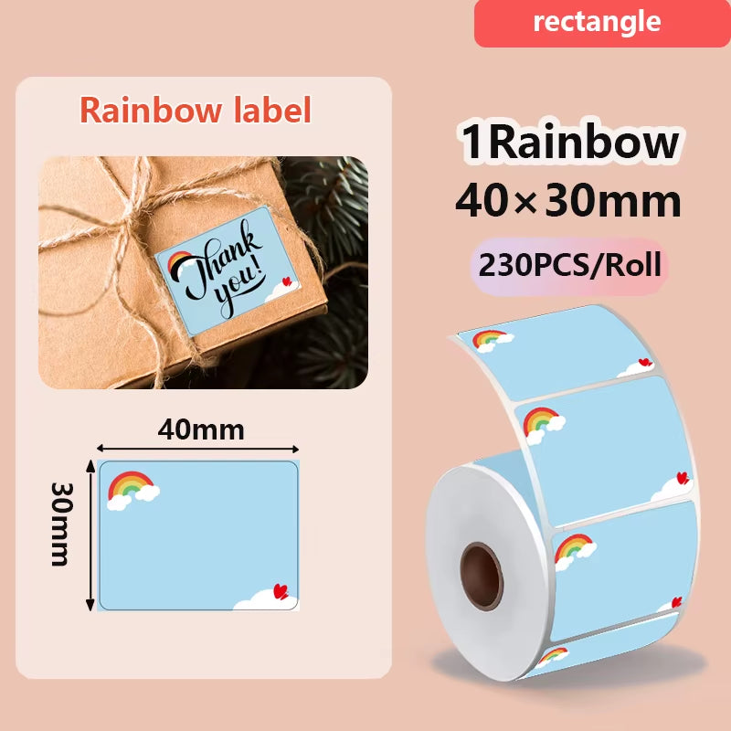 For Phomemo M110 / M220 / M200  P50 , Qlabel E210 Clabel 221B Printer White and Color Thermal Sticker Label