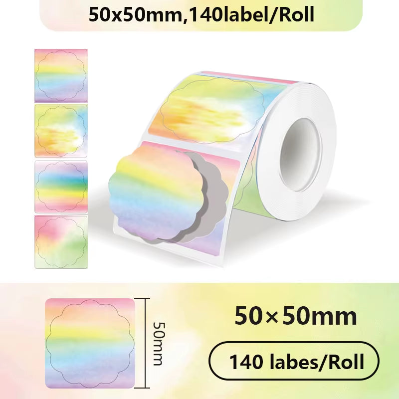 For Phomemo M110 / M220 / M200  P50 , Qlabel E210 Clabel 221B Printer White and Color Thermal Sticker Label